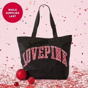 NWT Victoria's Secret Plaid Love Pink Logo Tote Bag